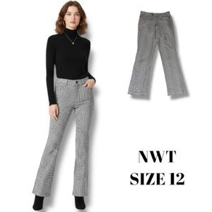 Von Zipper NWT Pants Gray Cream Houndstooth Preppy Academia Women’s Size 12